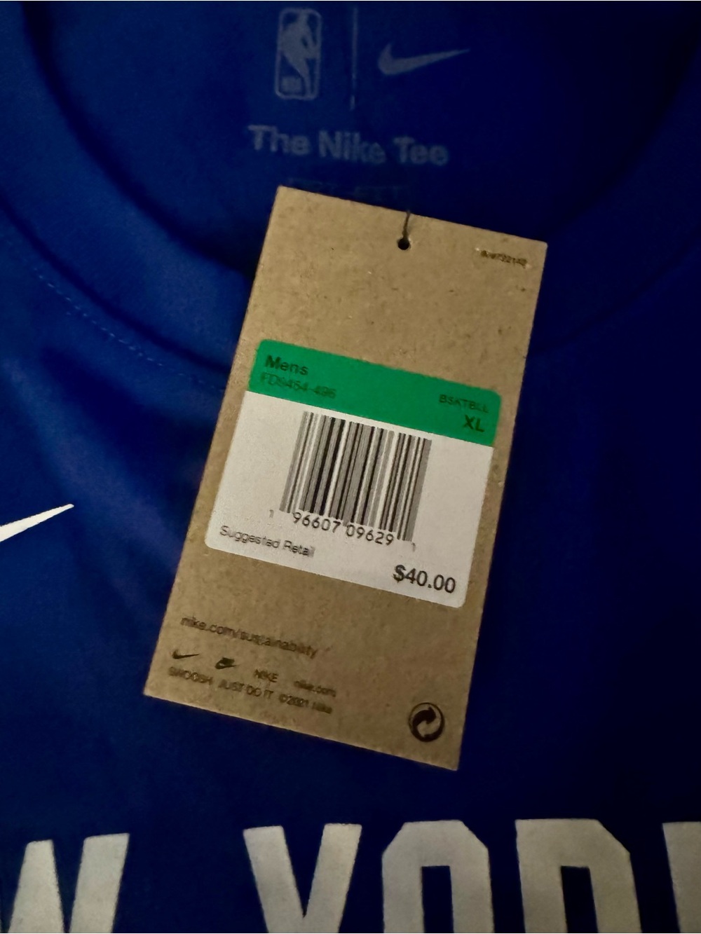 Nike New York Knicks Team Issue Pregame Warmup L/S Shirt (Blue) Mens Size XL - Picture 6 of 10